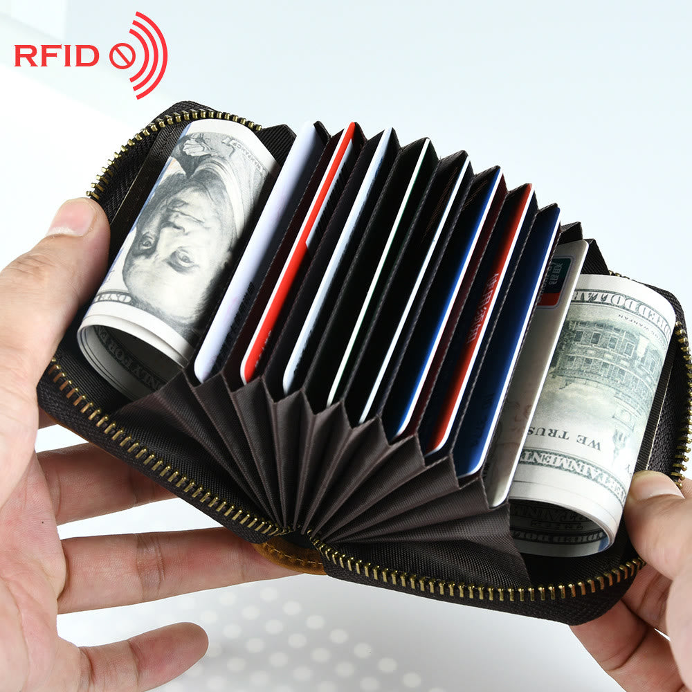 Retro Kurze Brieftasche Aus Echtem Leder Mehrere Slots Orgel