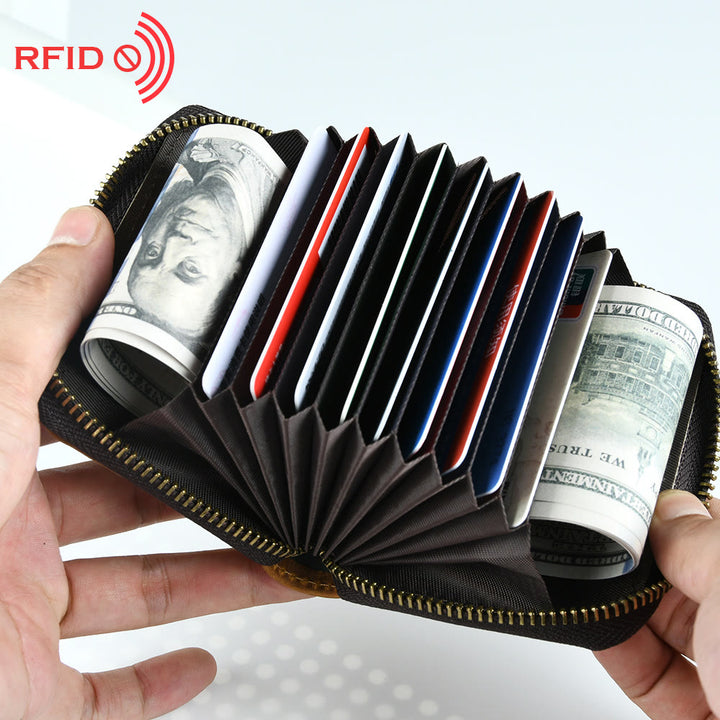 Retro Kurze Brieftasche Aus Echtem Leder Mehrere Slots Orgel