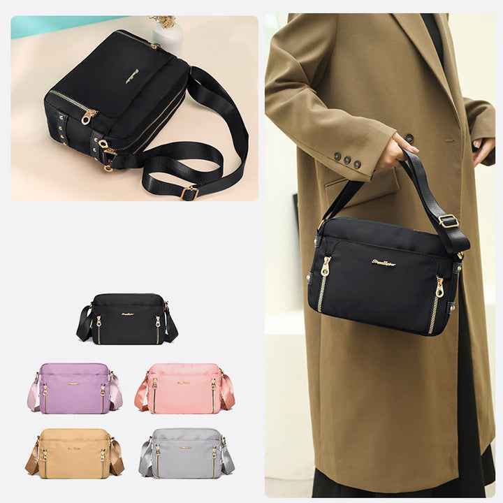 Umhängetasche für Damen, einfache, helle Farbe, wasserdichte Nylontasche