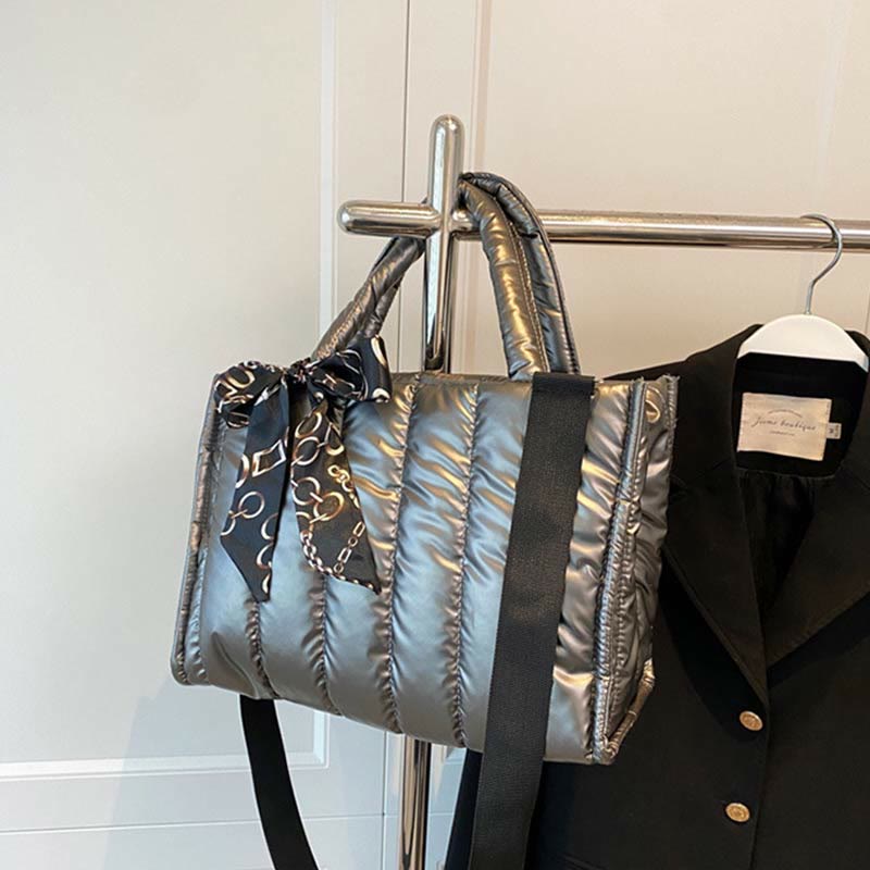 Daunenhandtasche, große Kapazität, abnehmbarer Riemen, Umhängetasche für den Winter