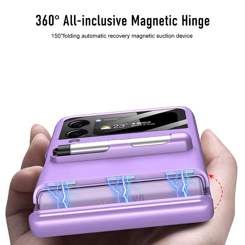 Handyhülle für Galaxy Z Flip 3 mit Stift, Anti-Drop-Scharnierschutz, Telefonabdeckung