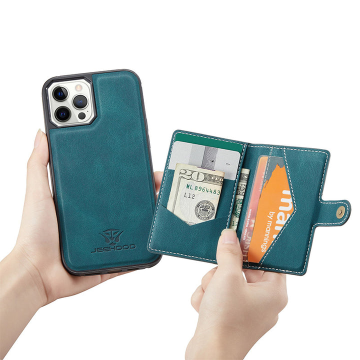 Leder-Brieftaschenhülle, abnehmbarer Kartenhalter, Ständer für iPhone 13 Pro Max, mehrere Modelle optional