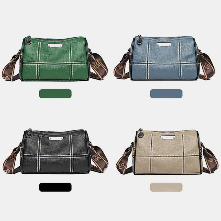 Kleine Umhängetasche aus echtem Leder mit drei Fächern, Schultertasche für Damen