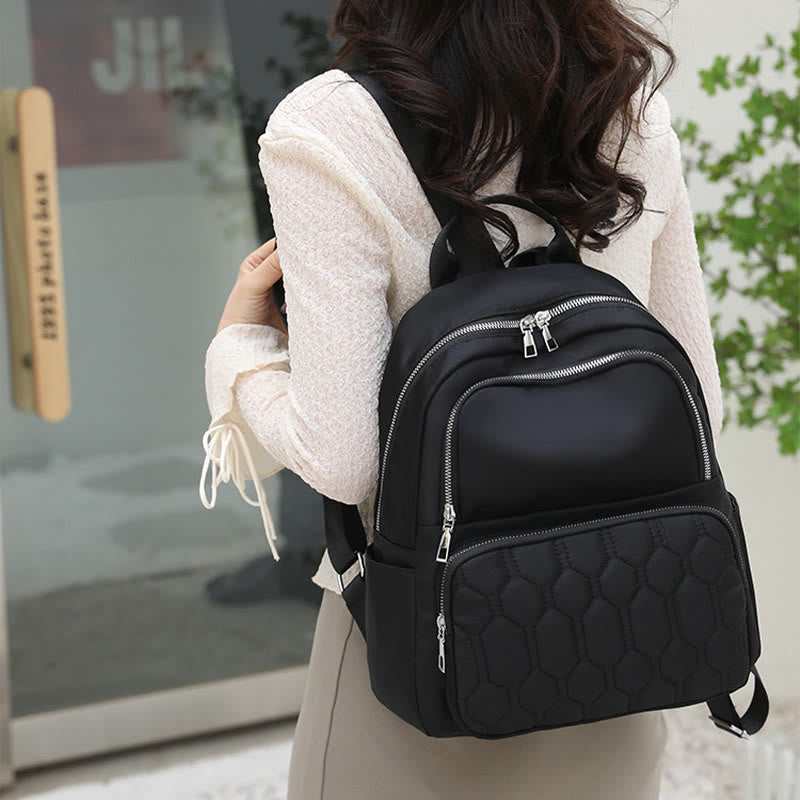 Gesteppter Nylon-Rucksack, stilvoller, einfarbiger Reise-Tagesrucksack für Damen