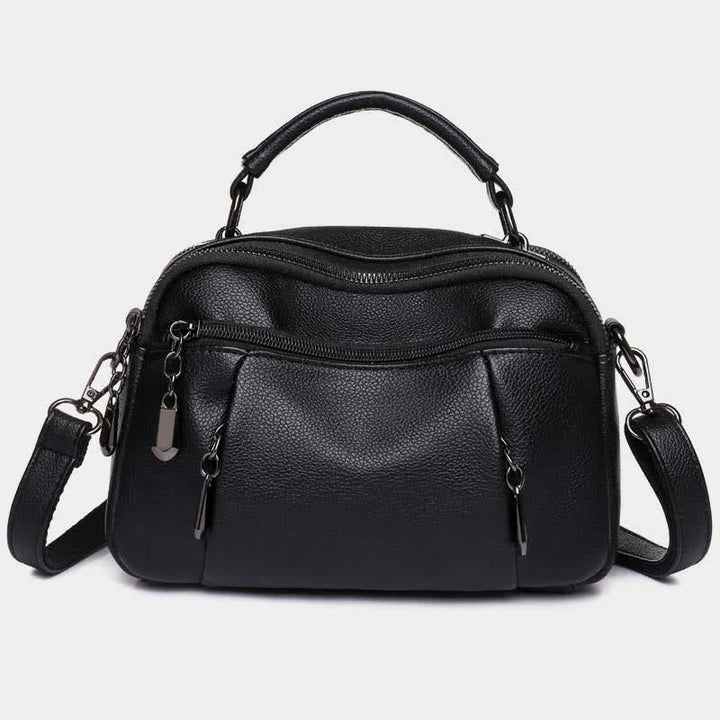 Umhängetasche aus Leder mit mehreren Taschen für Damen, kleine Umhängetasche mit Tragegriff oben