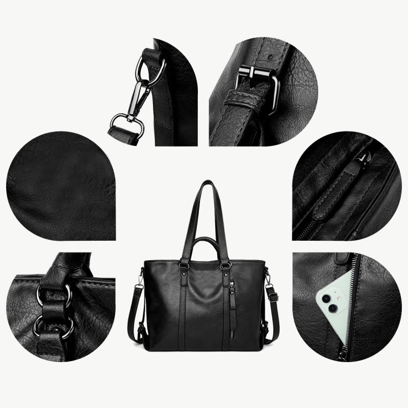 Große Reisetasche für Damen, minimalistische Handtasche aus schlichtem Leder