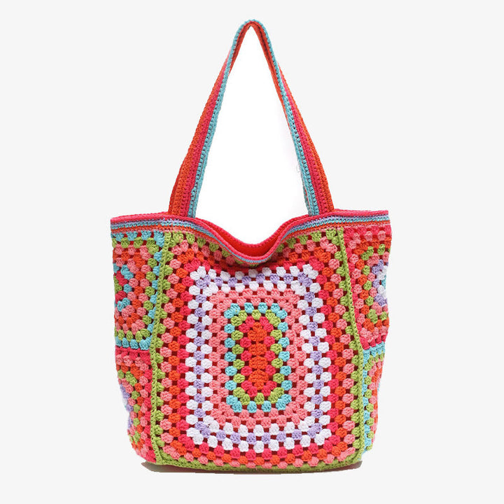 Vintage Tote für Frauen tragbare Pendlertasche handgestrickte Schultertasche