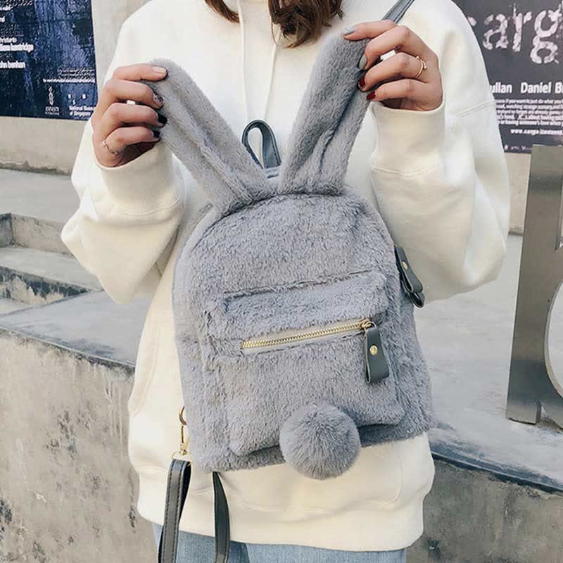 Süßer Plüsch-Rucksack, Tagesrucksack für Frauen und Mädchen mit Hasenohren