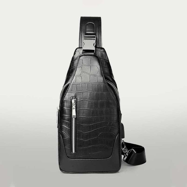 Sling-Rucksack aus Krokodil-Maserungsleder für Herren, Schultertasche, Reise-Tagesrucksack