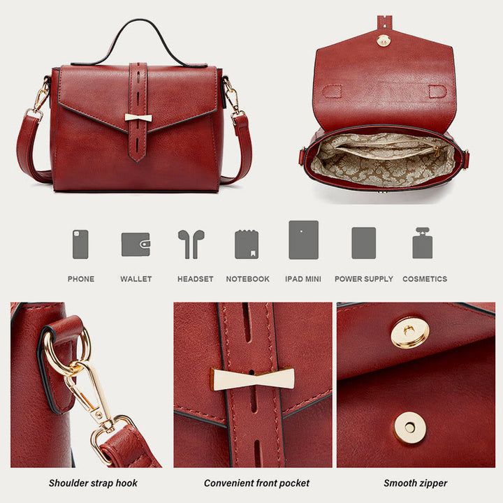 Taschenset für Damen, große Tragetasche, Umhängetasche aus Leder