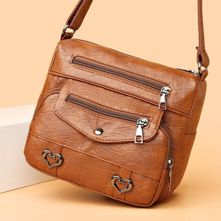 Herz Dekor Umhängetasche Retro Kunstleder Damen Schultertasche