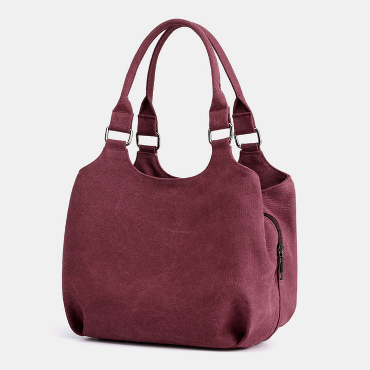 Tragetasche aus Canvas mit drei Fächern, leicht, funktional, Hobo-Handtasche