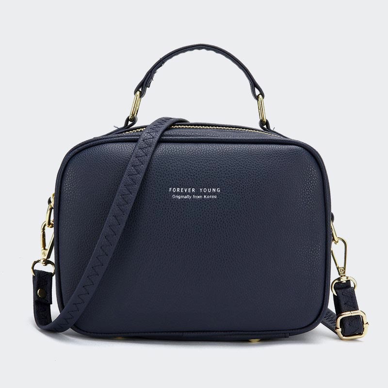 Tasche mit Henkel oben für Damen, einfache Umhängetasche aus einfarbigem PU-Leder