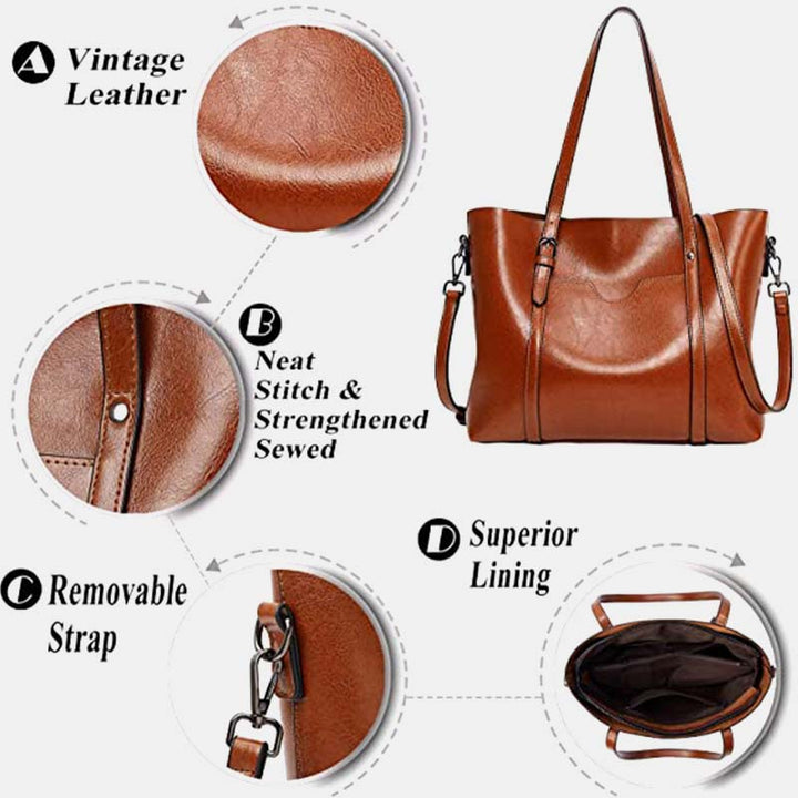 Große Tragetasche im Vintage-Stil mit großer Kapazität und Volltonfarbe