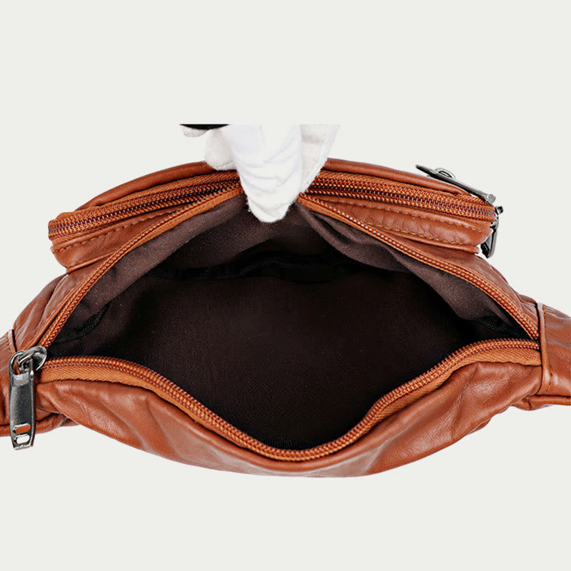 Nieten-Hüfttasche für Damen, große Umhängetasche aus Leder