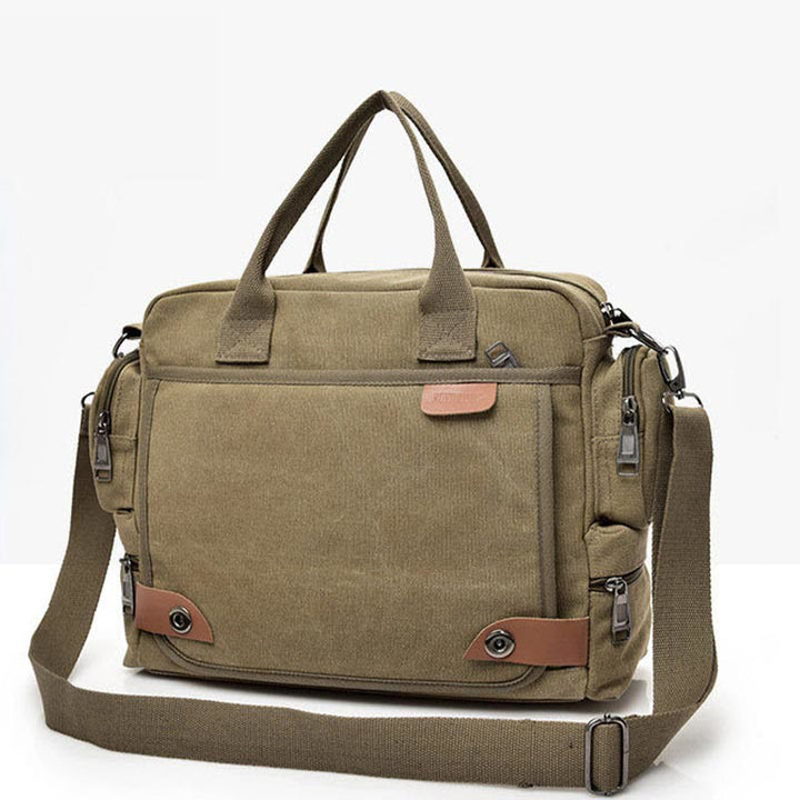 Messenger Bag für Herren, lässige Umhängetasche aus Canvas mit mehreren Taschen