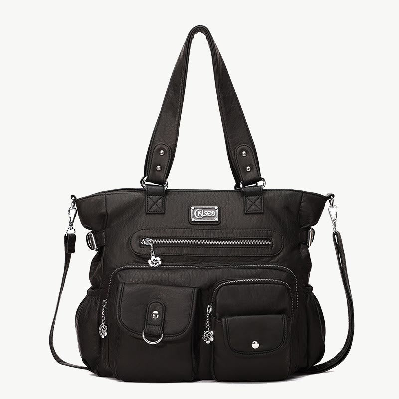 Große Umhängetasche für Damen mit mehreren Taschen und zwei Verwendungsmöglichkeiten