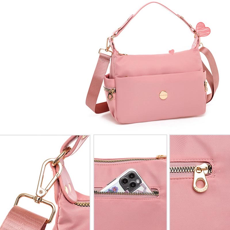 Umhängetasche für Damen, Rosa, leicht, mehrere Taschen, lässige Einkaufshandtasche