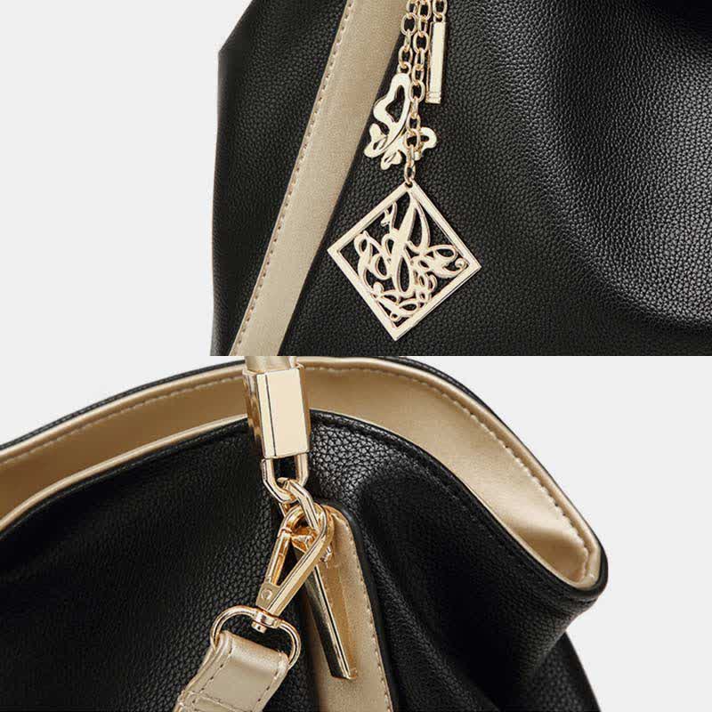 Große Handtasche aus Leder für Damen mit Reißverschluss und Tragegriff oben