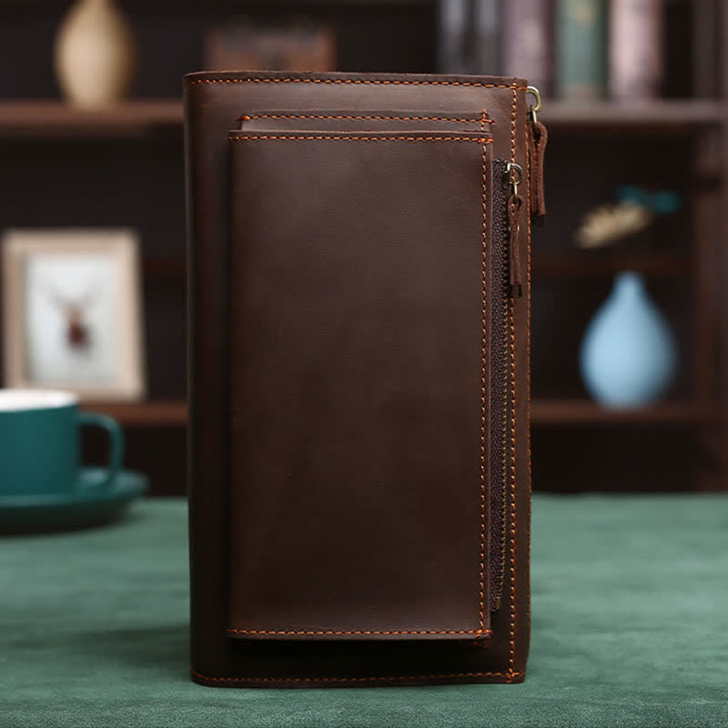 Große Kapazität Leder Männer Clutch Handtasche lange Brieftasche Handytasche