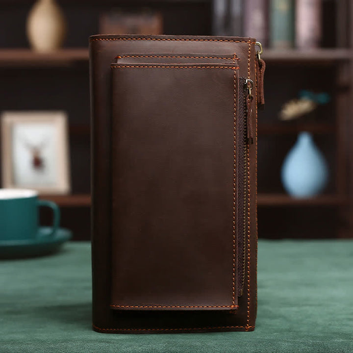 Große Kapazität Leder Männer Clutch Handtasche lange Brieftasche Handytasche