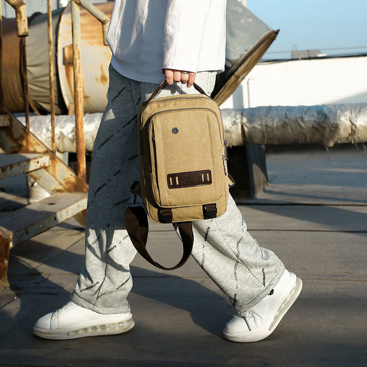 Schultertasche für Herren, Outdoor, lässig, Retro, Umhängetasche, Brusttasche