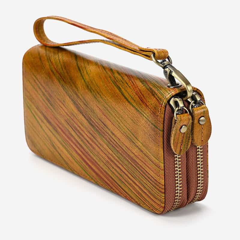 Lange Geldbörse für Herren aus echtem Leder, Retro, lässige Clutch