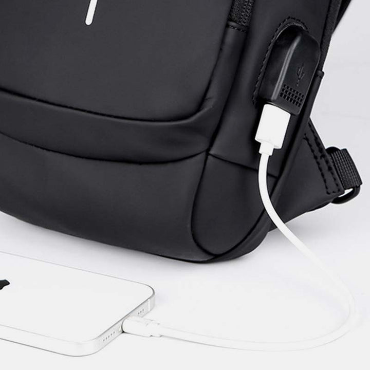 Diebstahlsichere, wasserdichte, lässige Schultertasche mit großem Fassungsvermögen, USB-Ladeanschluss und Reflektorstreifen