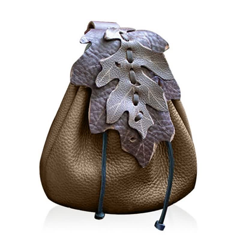 Mittelalterliche Renaissance-Münztasche aus Leder mit Kordelzug, Gürteltasche