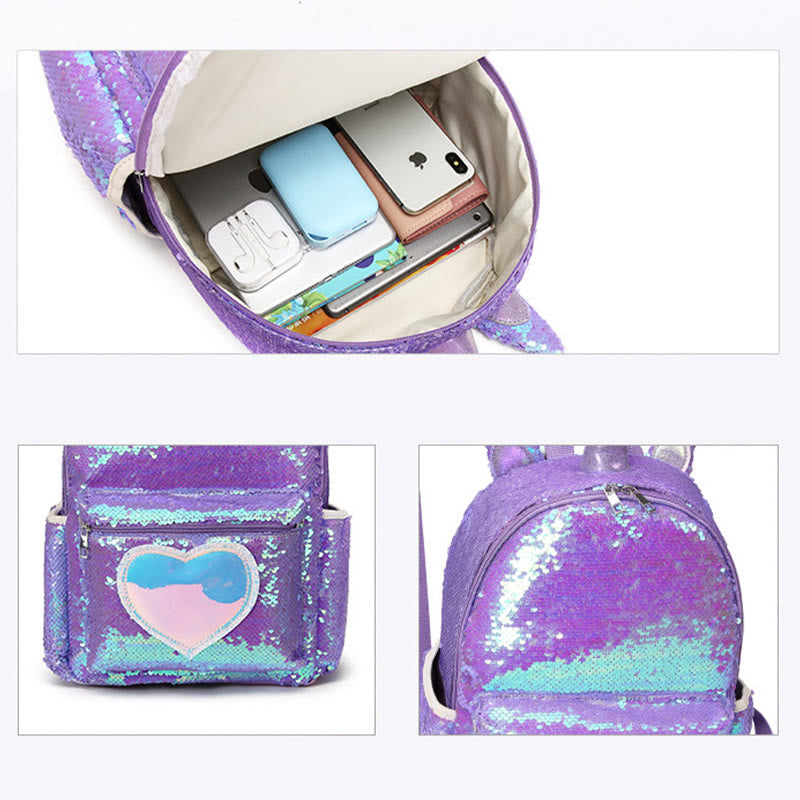 Rucksack für Schüler Pailletten Dreiteiliges Set für Grundschüler