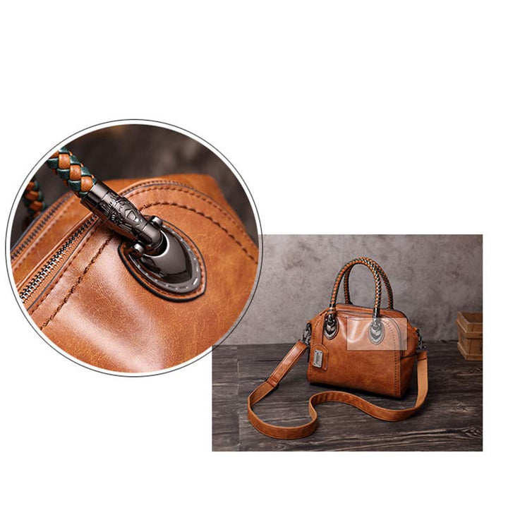Vintage Leder Satchel Handtasche Top-Griff Tasche mit Cross Body Strap