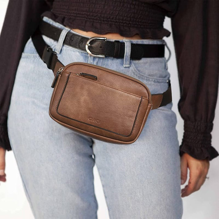 Multifunktionale Gürteltasche Retro Vegan Leder Outdoor Sport Satchel Geldbörse