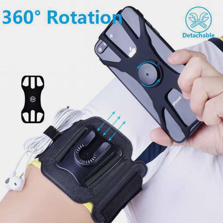 360° drehbarer Laufarmband-Telefonhalter, passend für alle 4,5-7-Zoll-Smartphones
