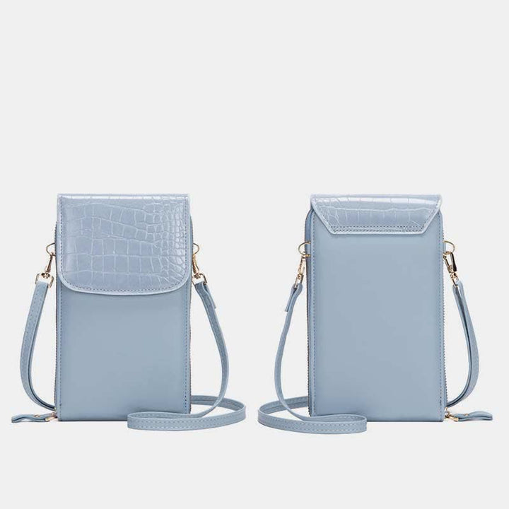 Schlanke, leichte Umhängetasche aus Leder für Damen, Handytasche, Kreditkartenhalter