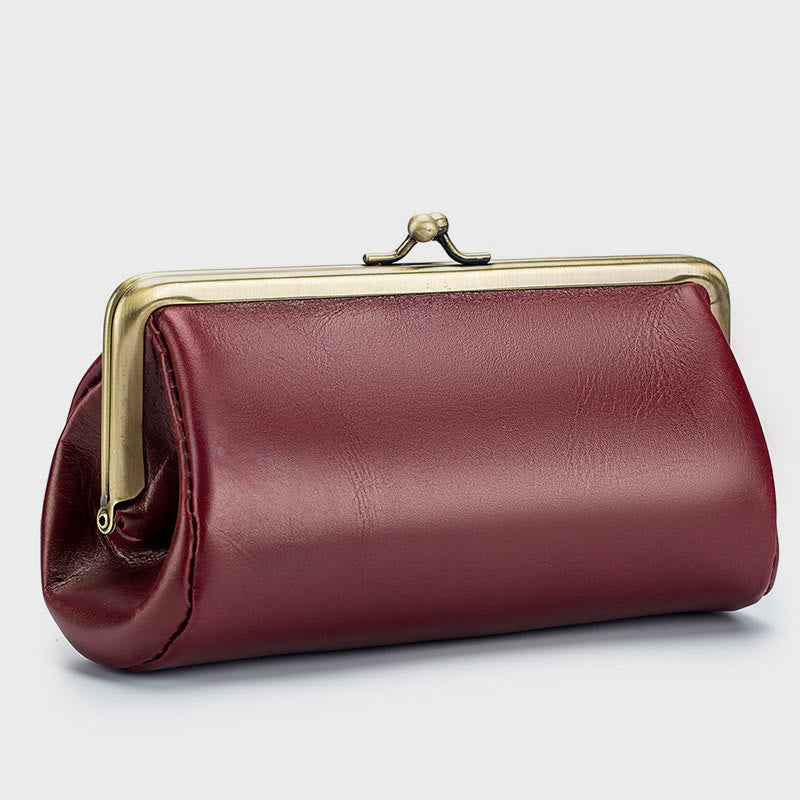 Clutch für Damen, Retro, schlichte Abendtasche aus echtem Leder