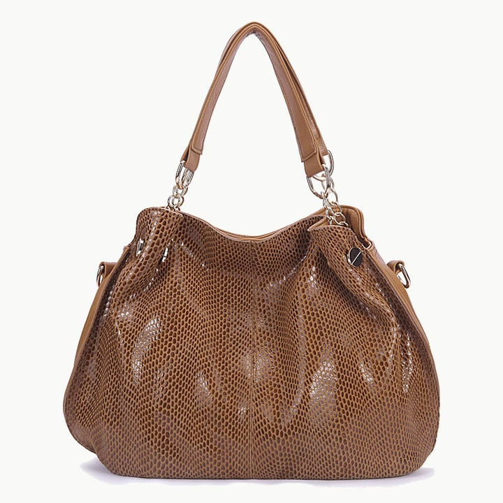 Glänzende Schlangenhaut-Grain-Tasche für Damen aus echtem Leder