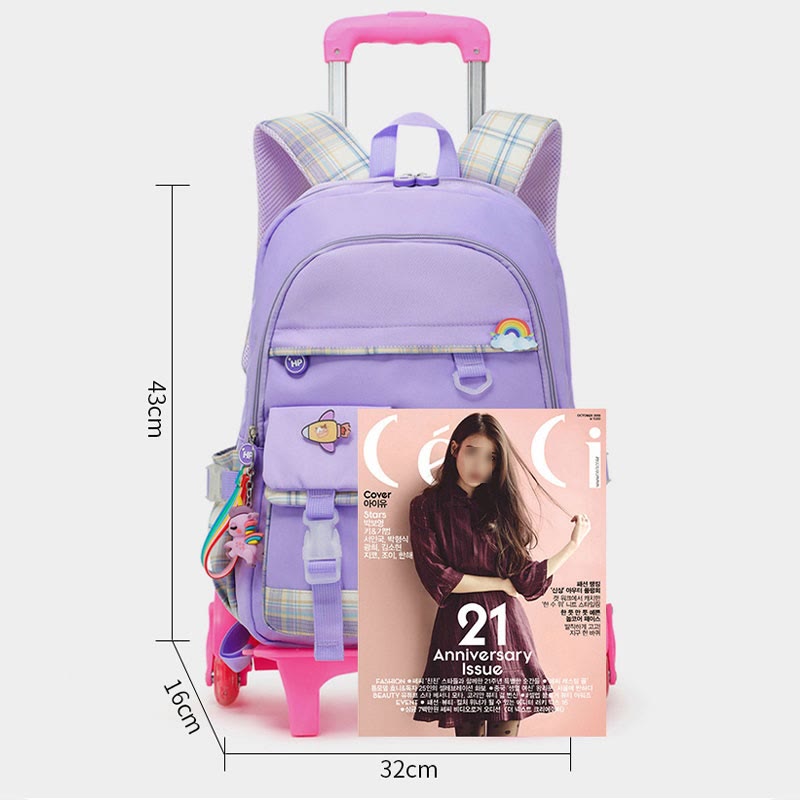 Schulrucksack für Kinder mit süßem Muster und Rollen