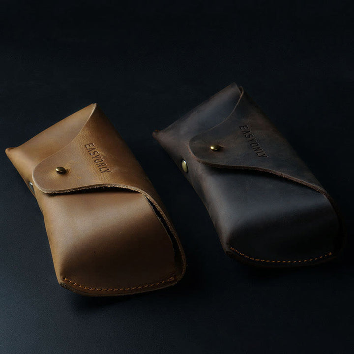 Aufbewahrungstasche für Retro-Brillen, tragbar, leicht, Gürteltasche aus Leder