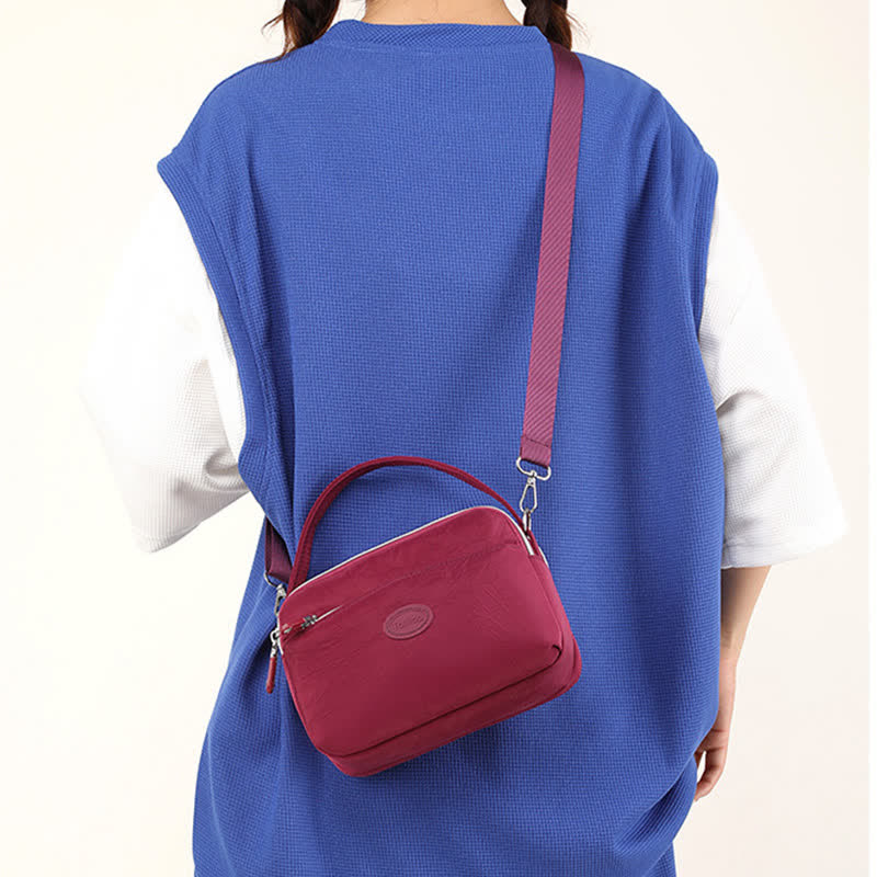 Umhängetasche für Damen, Schultertasche mit Dreifach-Reißverschluss, lässige Nylon-Geldbörse