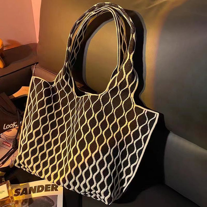 Gestrickte Handtasche für Damen, große Kapazität, einfache Umhängetasche