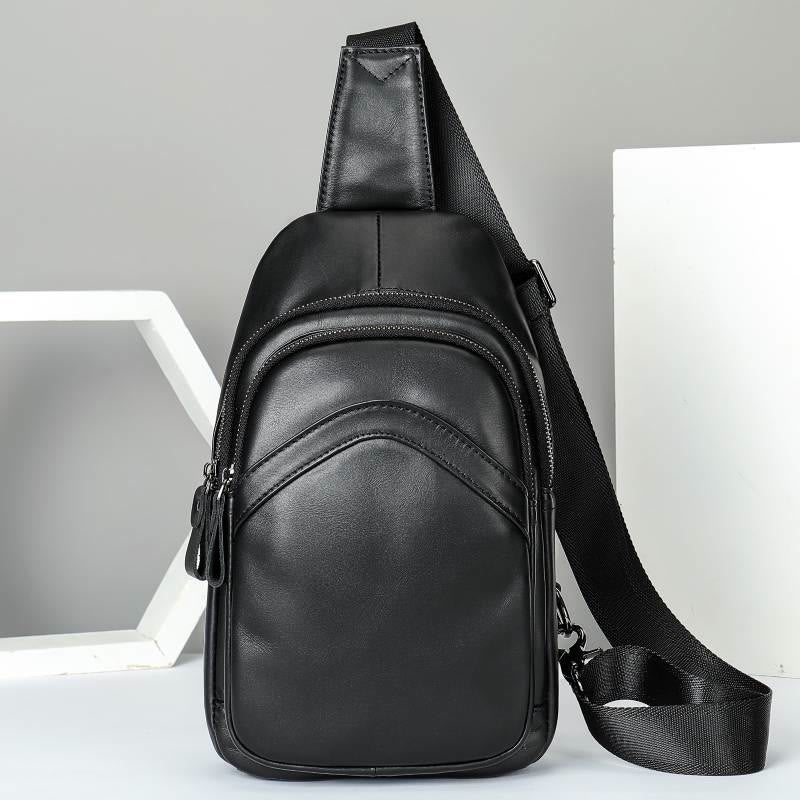 Schultertasche für Herren aus echtem Leder, lässiger Einkaufs-Tagesrucksack