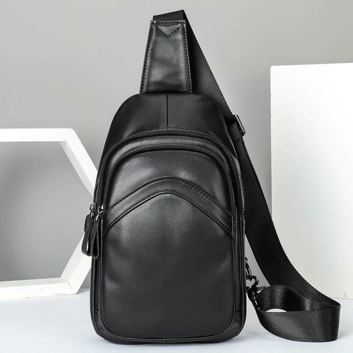 Schultertasche für Herren aus echtem Leder, lässiger Einkaufs-Tagesrucksack