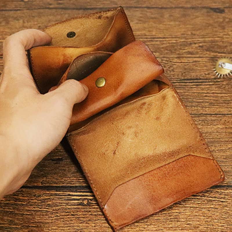 Handgefertigte Retro-Geldbörse aus echtem Leder für Karten, Geldbörse für Männer und Frauen - image 2