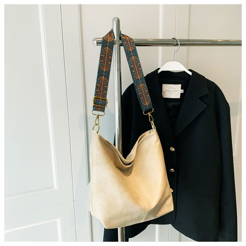 Retro-Umhängetasche für Damen mit breiten Riemen, raffinierte Tragetasche