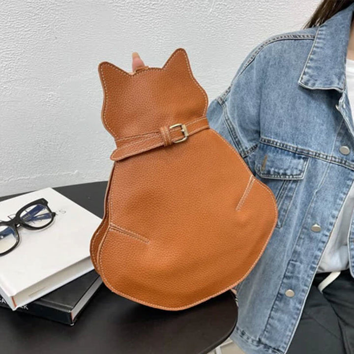 Süße Schultertasche aus PU-Leder in Katzenform für Damen