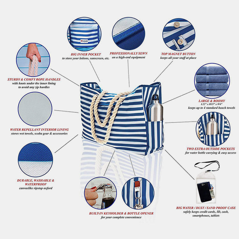 Extra große Strandtasche, wasserdicht, sanddicht, für Schwimmbecken, Handtasche