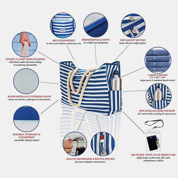 Extra große Strandtasche, wasserdicht, sanddicht, für Schwimmbecken, Handtasche