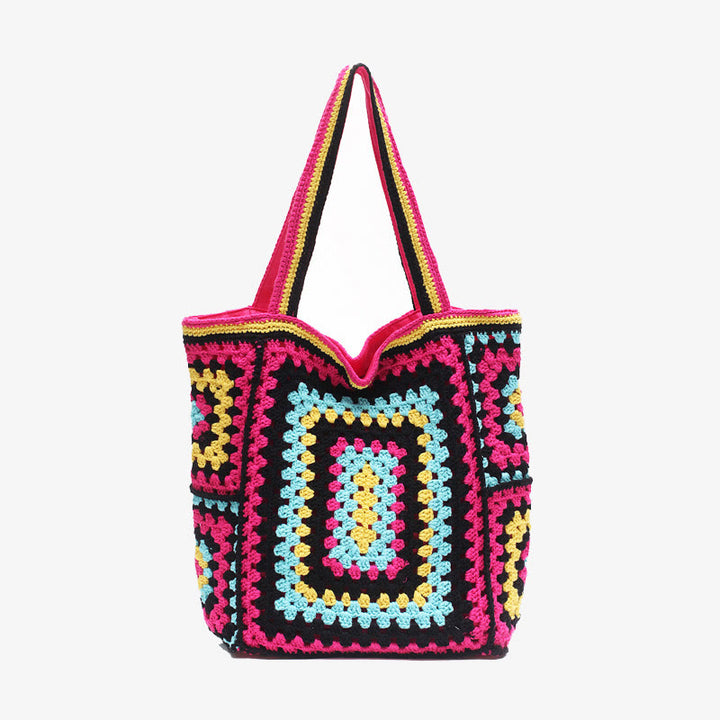 Vintage Tote für Frauen tragbare Pendlertasche handgestrickte Schultertasche