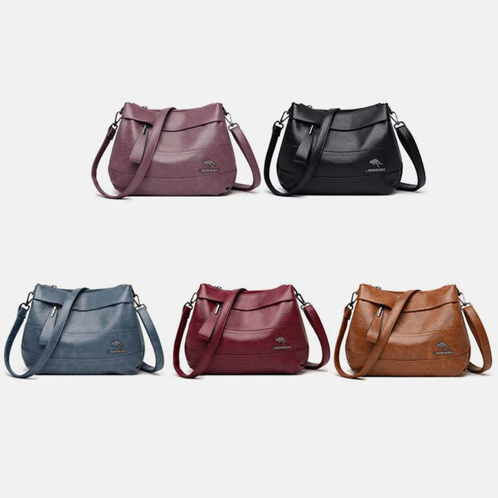Handtasche aus Leder mit drei Fächern, kleine, lässige Umhängetasche