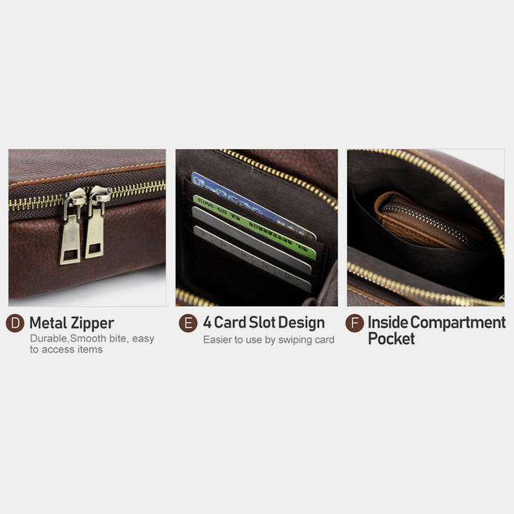Umhängetasche aus echtem Leder für Herren, kleine Handy-Geldbörse, Messenger-Schultertasche